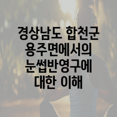 경상남도 합천군 용주면에서의 눈썹반영구에 대한 이해