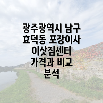 광주광역시 남구 효덕동 포장이사 이삿짐센터 가격과 비교 분석