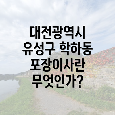 대전광역시 유성구 학하동 포장이사란 무엇인가?