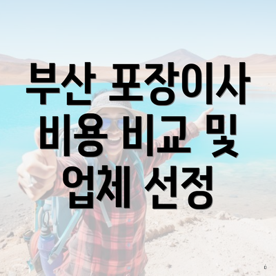 부산 포장이사 비용 비교 및 업체 선정