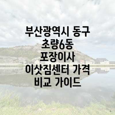 부산광역시 동구 초량6동 포장이사 이삿짐센터 가격 비교 가이드