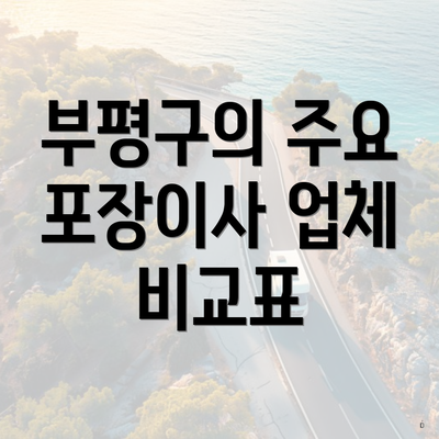 부평구의 주요 포장이사 업체 비교표