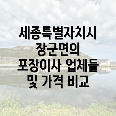 세종특별자치시 장군면의 포장이사 업체들 및 가격 비교