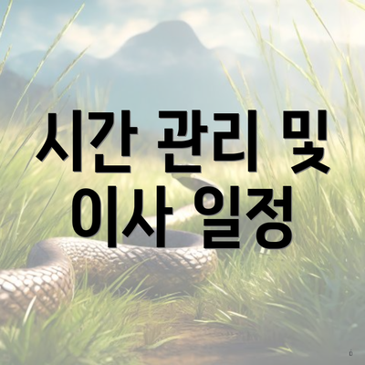 시간 관리 및 이사 일정