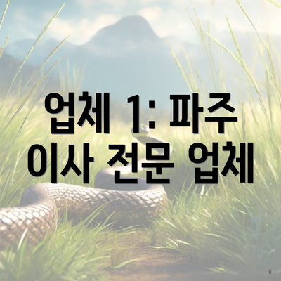 업체 1: 파주 이사 전문 업체