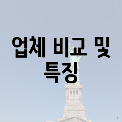 업체 비교 및 특징