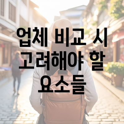 업체 비교 시 고려해야 할 요소들