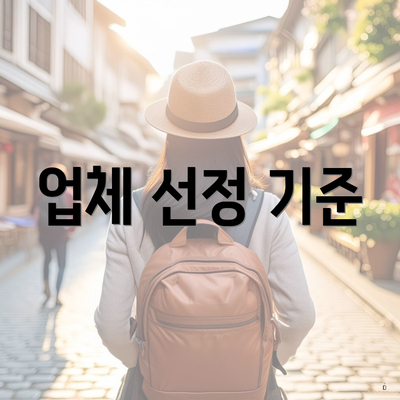 업체 선정 기준