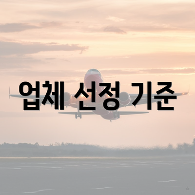 업체 선정 기준