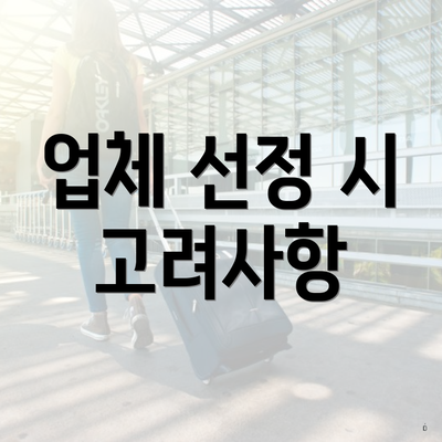 업체 선정 시 고려사항