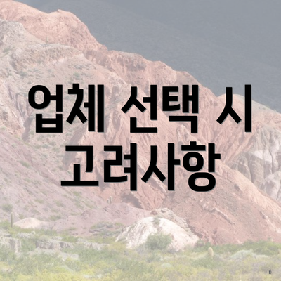 업체 선택 시 고려사항