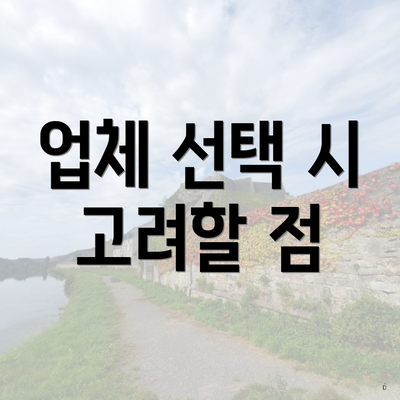 업체 선택 시 고려할 점