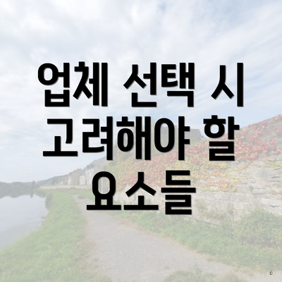 업체 선택 시 고려해야 할 요소들