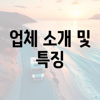 업체 소개 및 특징