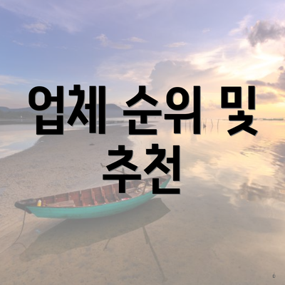 업체 순위 및 추천