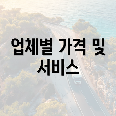 업체별 가격 및 서비스