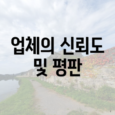 업체의 신뢰도 및 평판