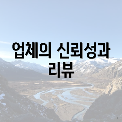 업체의 신뢰성과 리뷰