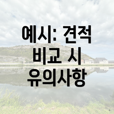 예시: 견적 비교 시 유의사항