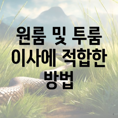 원룸 및 투룸 이사에 적합한 방법