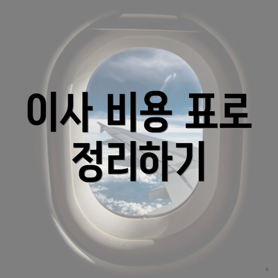 이사 비용 표로 정리하기