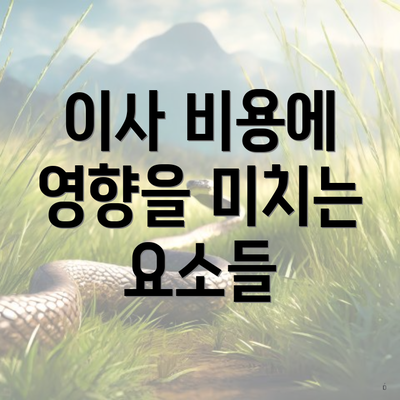 이사 비용에 영향을 미치는 요소들