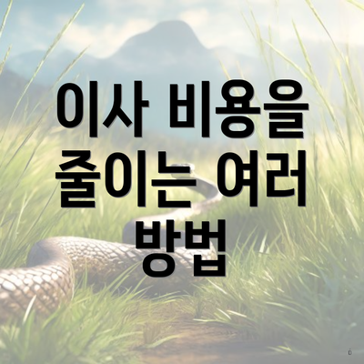 이사 비용을 줄이는 여러 방법