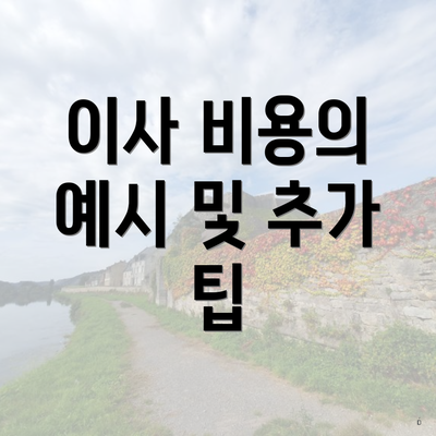 이사 비용의 예시 및 추가 팁