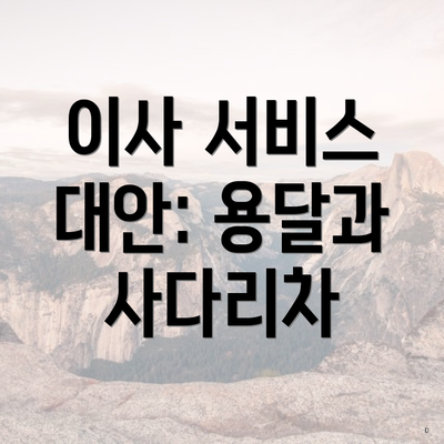 이사 서비스 대안: 용달과 사다리차