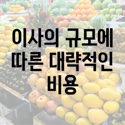 이사의 규모에 따른 대략적인 비용