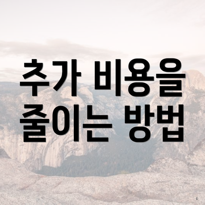 추가 비용을 줄이는 방법