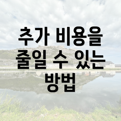 추가 비용을 줄일 수 있는 방법