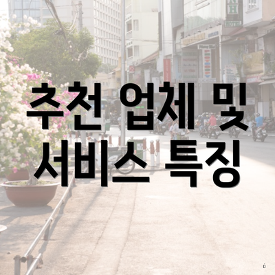 추천 업체 및 서비스 특징