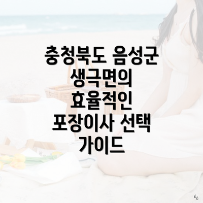 충청북도 음성군 생극면의 효율적인 포장이사 선택 가이드