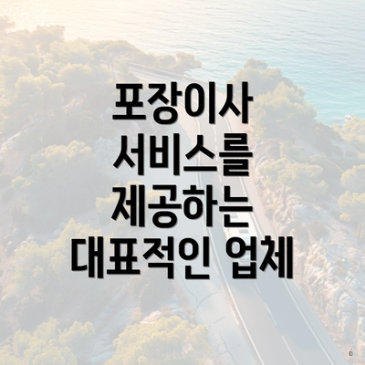 포장이사 서비스를 제공하는 대표적인 업체