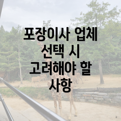 포장이사 업체 선택 시 고려해야 할 사항