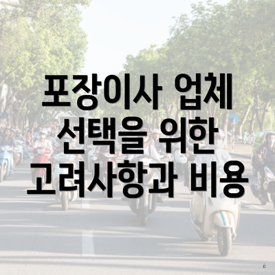 포장이사 업체 선택을 위한 고려사항과 비용