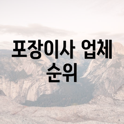 포장이사 업체 순위