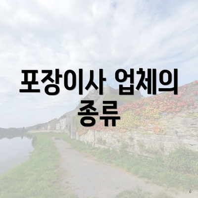 포장이사 업체의 종류