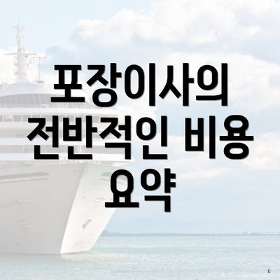 포장이사의 전반적인 비용 요약