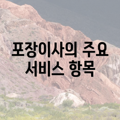 포장이사의 주요 서비스 항목