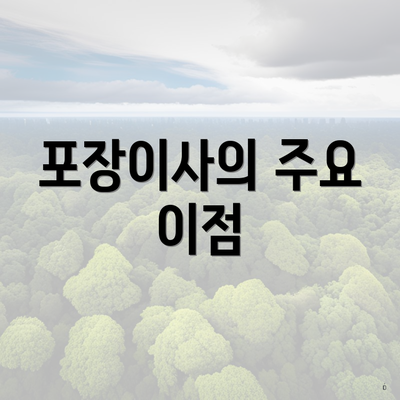 포장이사의 주요 이점