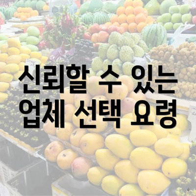 신뢰할 수 있는 업체 선택 요령