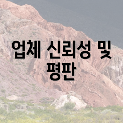 업체 신뢰성 및 평판