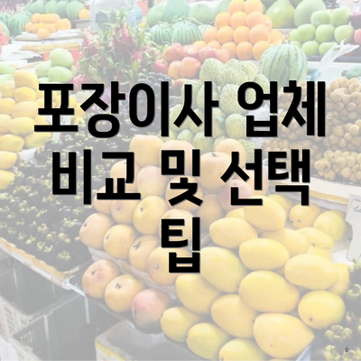 포장이사 업체 비교 및 선택 팁