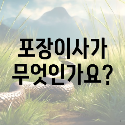 포장이사가 무엇인가요?